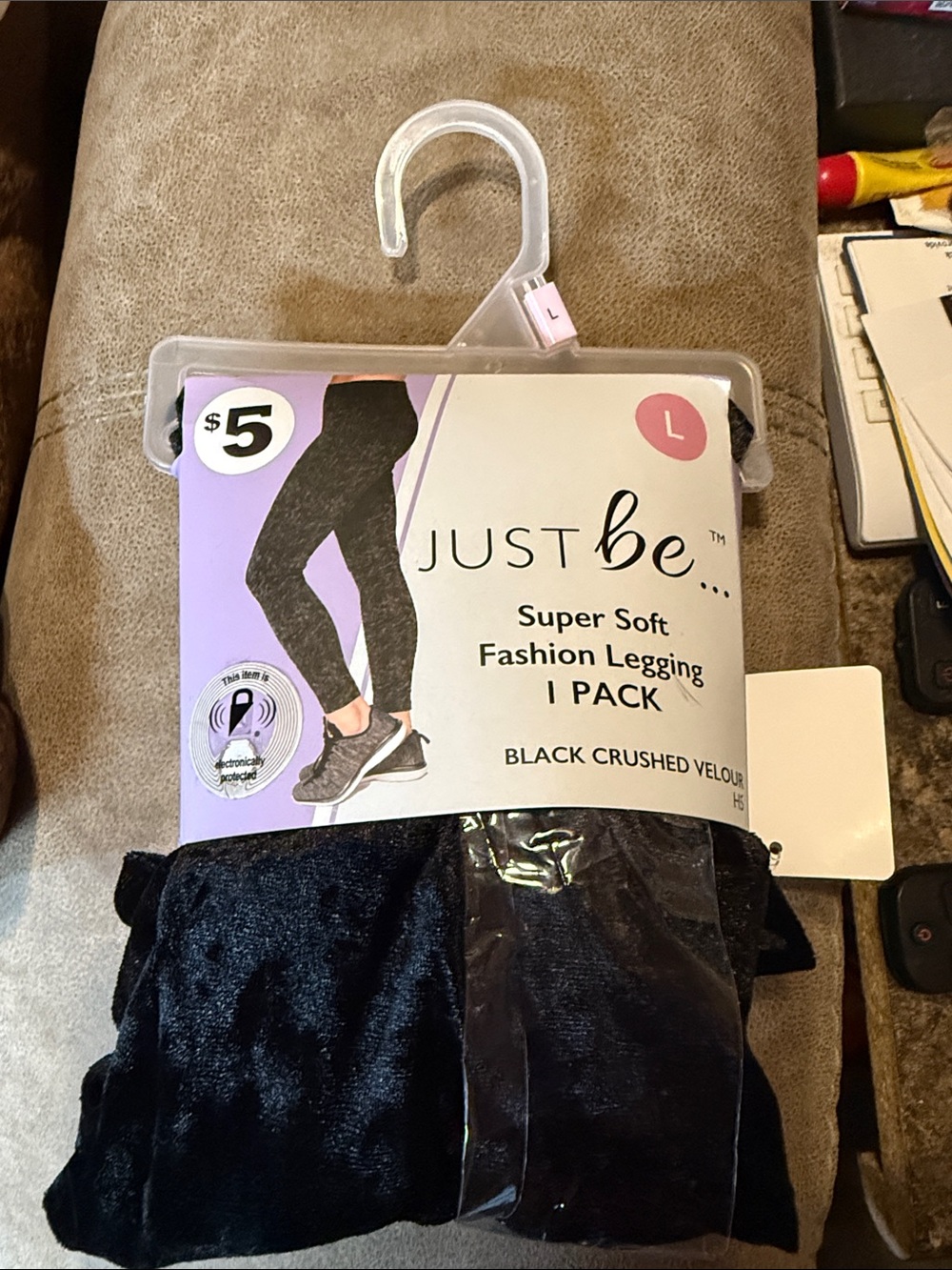 just be Black Crushed Velour Leggings